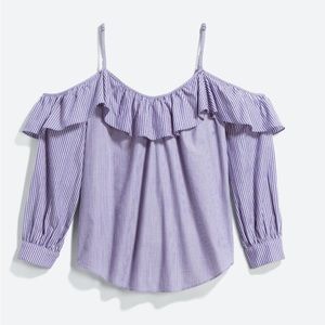 Off the shoulder ruffle cotton blouse